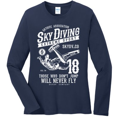 Skydiving Parachuting Skydive Tee Skydiver Ladies Long Sleeve Shirt
