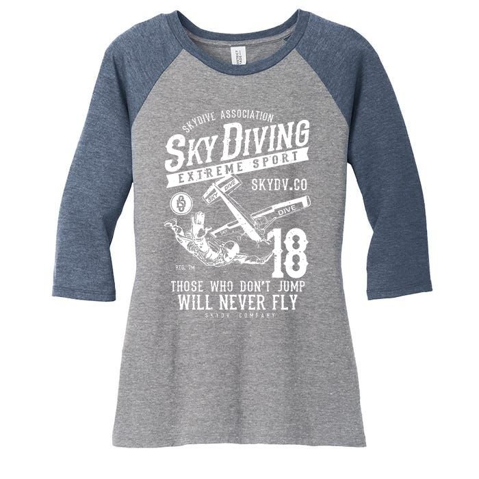 Skydiving Parachuting Skydive Tee Skydiver Women's Tri-Blend 3/4-Sleeve Raglan Shirt