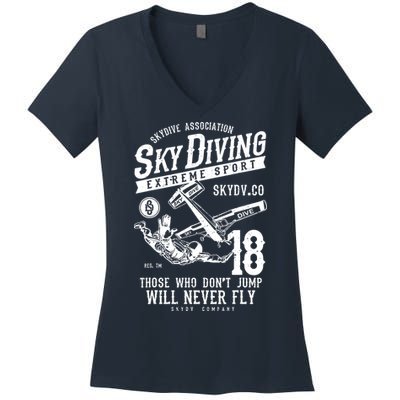 Skydiving Parachuting Skydive Tee Skydiver Women's V-Neck T-Shirt