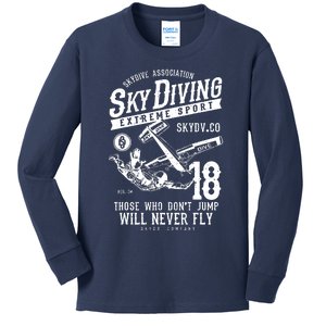 Skydiving Parachuting Skydive Tee Skydiver Kids Long Sleeve Shirt