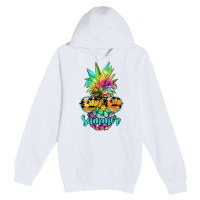 Sunglass Pineapple Summer Vibes Premium Pullover Hoodie