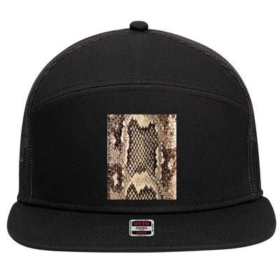 Snakeskin Print Snake Reptile Animal Rattlesnake 7 Panel Mesh Trucker Snapback Hat