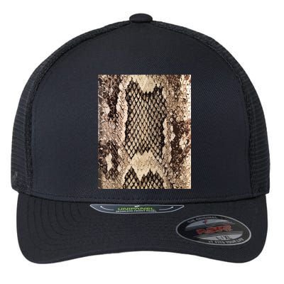 Snakeskin Print Snake Reptile Animal Rattlesnake Flexfit Unipanel Trucker Cap