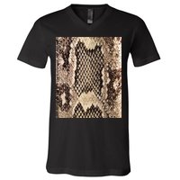 Snakeskin Print Snake Reptile Animal Rattlesnake V-Neck T-Shirt