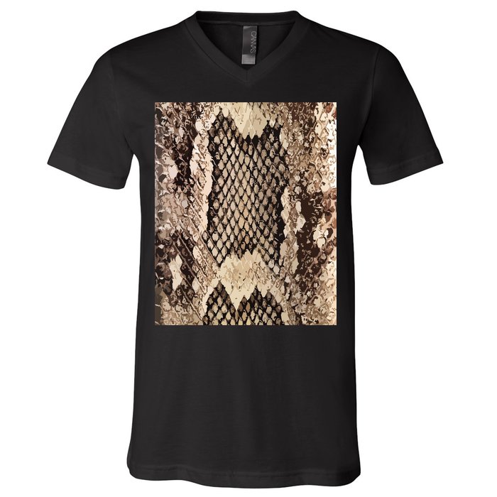 Snakeskin Print Snake Reptile Animal Rattlesnake V-Neck T-Shirt