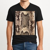 Snakeskin Print Snake Reptile Animal Rattlesnake V-Neck T-Shirt