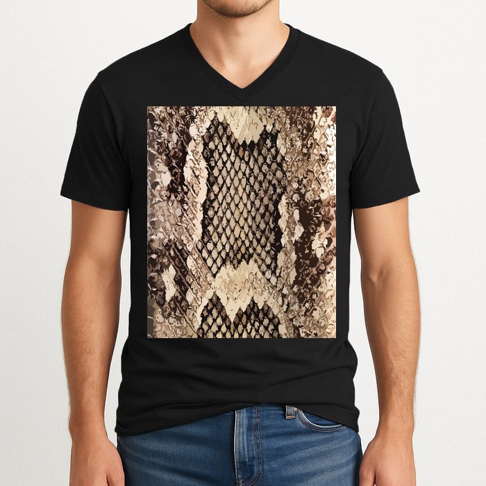 Snakeskin Print Snake Reptile Animal Rattlesnake V-Neck T-Shirt