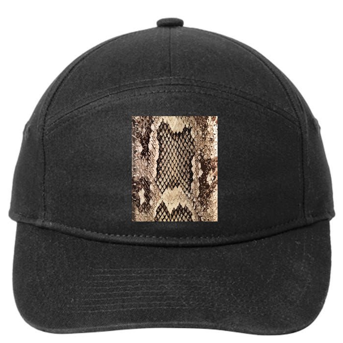 Snakeskin Print Snake Reptile Animal Rattlesnake 7-Panel Snapback Hat