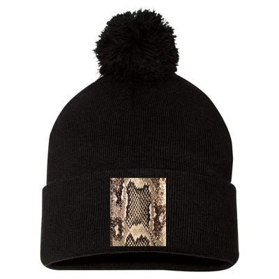 Snakeskin Print Snake Reptile Animal Rattlesnake Pom Pom 12in Knit Beanie