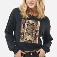 Snakeskin Print Snake Reptile Animal Rattlesnake Cropped Pullover Crew