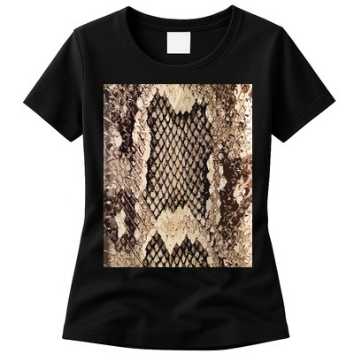 Snakeskin Print Snake Reptile Animal Rattlesnake Womens T-Shirt