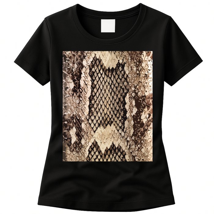 Snakeskin Print Snake Reptile Animal Rattlesnake Womens T-Shirt