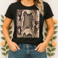 Snakeskin Print Snake Reptile Animal Rattlesnake Womens T-Shirt