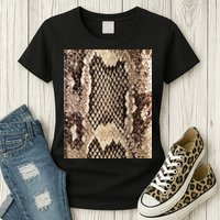 Snakeskin Print Snake Reptile Animal Rattlesnake Womens T-Shirt