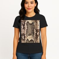 Snakeskin Print Snake Reptile Animal Rattlesnake Womens T-Shirt