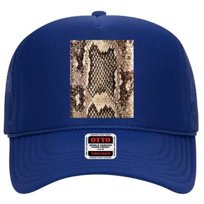 Snakeskin Print Snake Reptile Animal Rattlesnake High Crown Mesh Back Trucker Hat