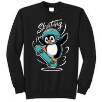 Skating Penguin Skateboard Funny Skater Penguin Sweatshirt