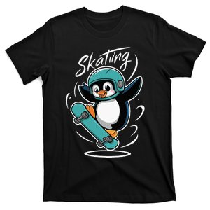 Skating Penguin Skateboard Funny Skater Penguin T-Shirt