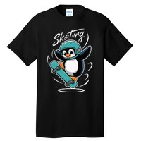 Skating Penguin Skateboard Funny Skater Penguin Tall T-Shirt