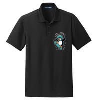 Skating Penguin Skateboard Funny Skater Penguin Dry Zone Grid Polo