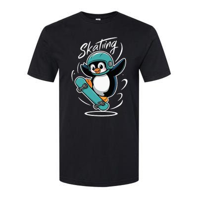 Skating Penguin Skateboard Funny Skater Penguin Softstyle® CVC T-Shirt