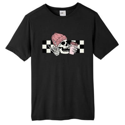 Skeleton Peace Sign Coffee Checkerboard Tall Fusion ChromaSoft Performance T-Shirt