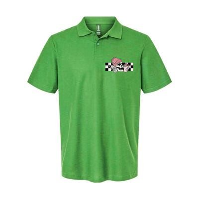 Skeleton Peace Sign Coffee Checkerboard Softstyle Adult Sport Polo