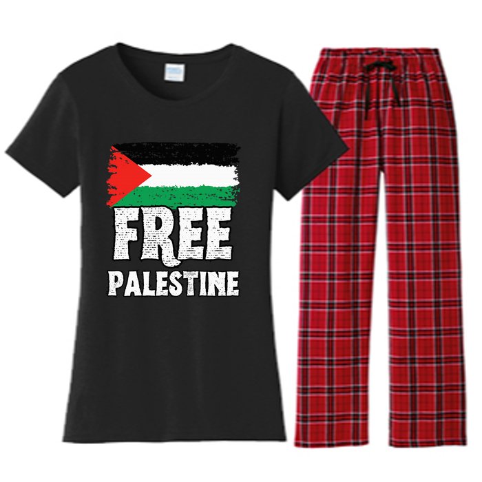 Support Palestine Show Solidarity with a Free Flag Women's Flannel Pajama Set