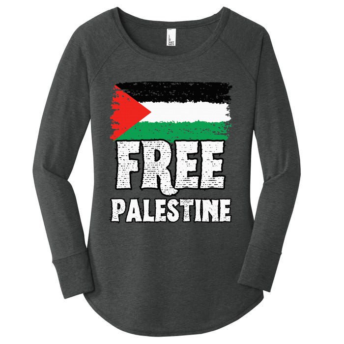 Support Palestine Show Solidarity with a Free Flag Women's Perfect Tri Tunic Long Sleeve Shirt