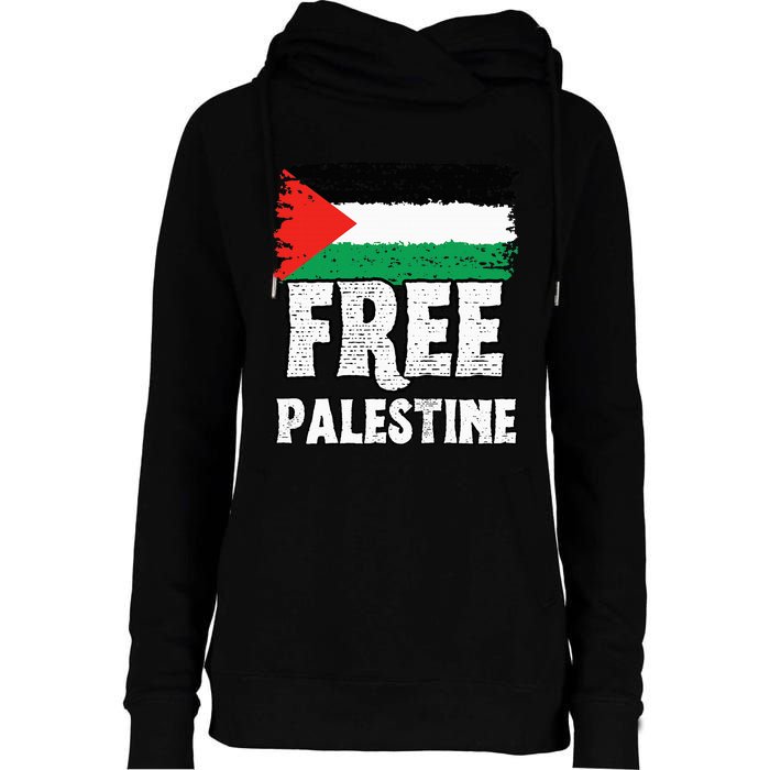 Support Palestine Show Solidarity with a Free Flag Womens Funnel Neck Pullover Hood