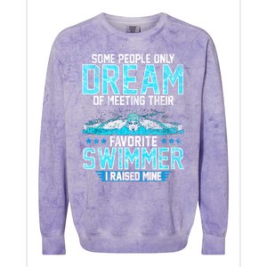 Swimming Parent Swimmer Mom Dad My Favorite Swim Meet Gift Colorblast Crewneck Sweatshirt