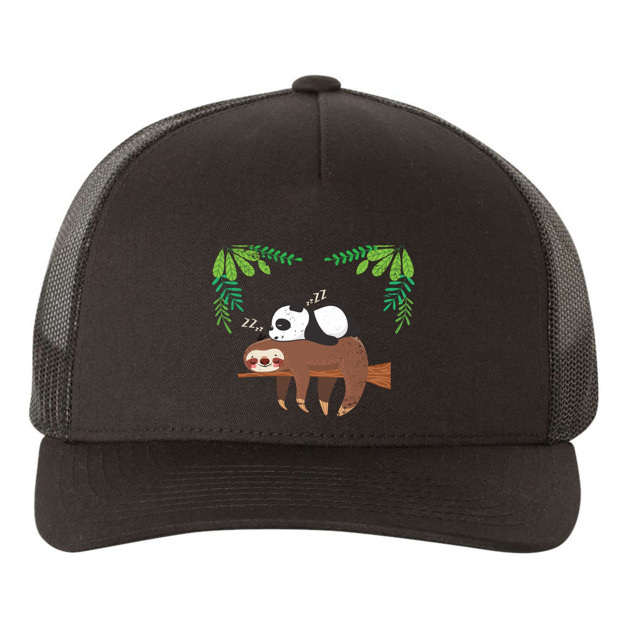 Sleeping Panda Sloth Gift Yupoong Adult 5-Panel Trucker Hat