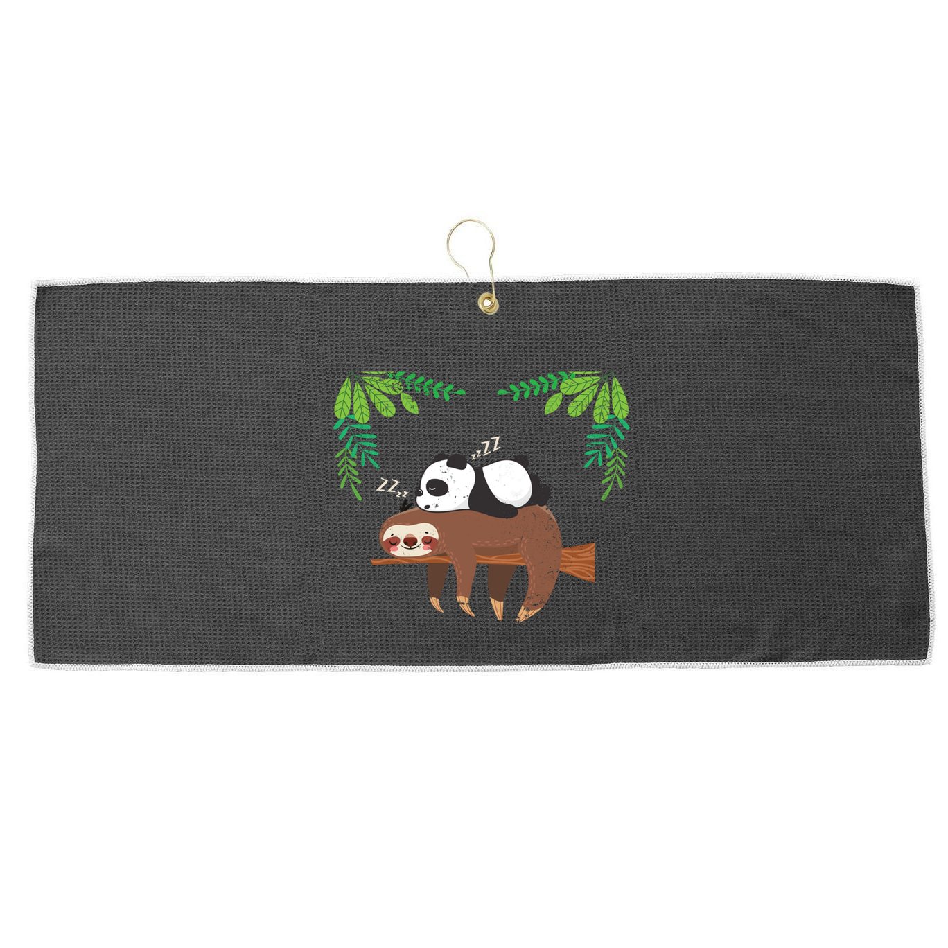Sleeping Panda Sloth Gift Large Microfiber Waffle Golf Towel