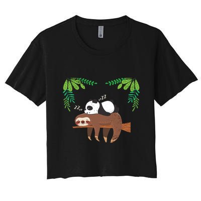 Sleeping Panda Sloth Gift Crop Top