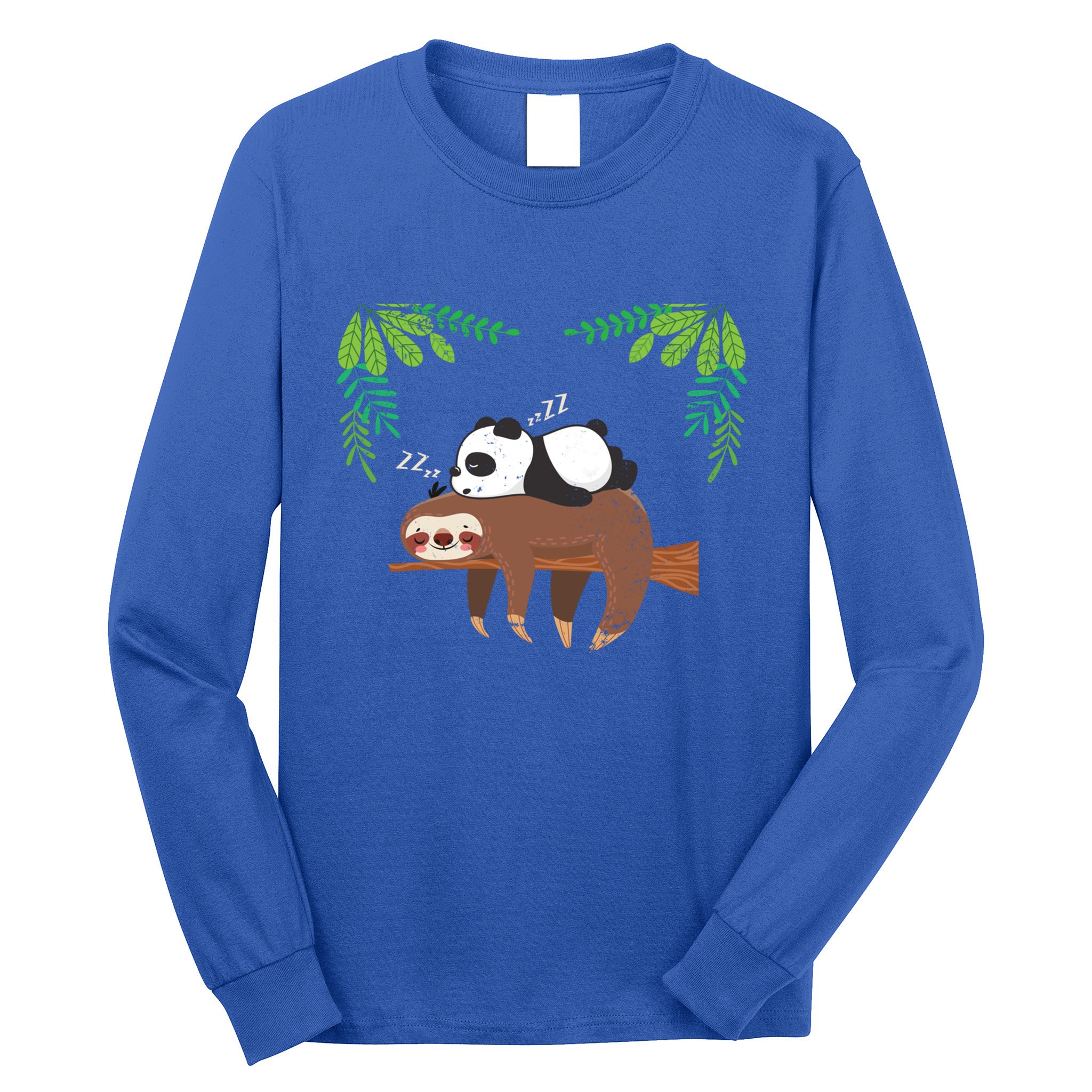 Sleeping Panda Sloth Gift Long Sleeve Shirt