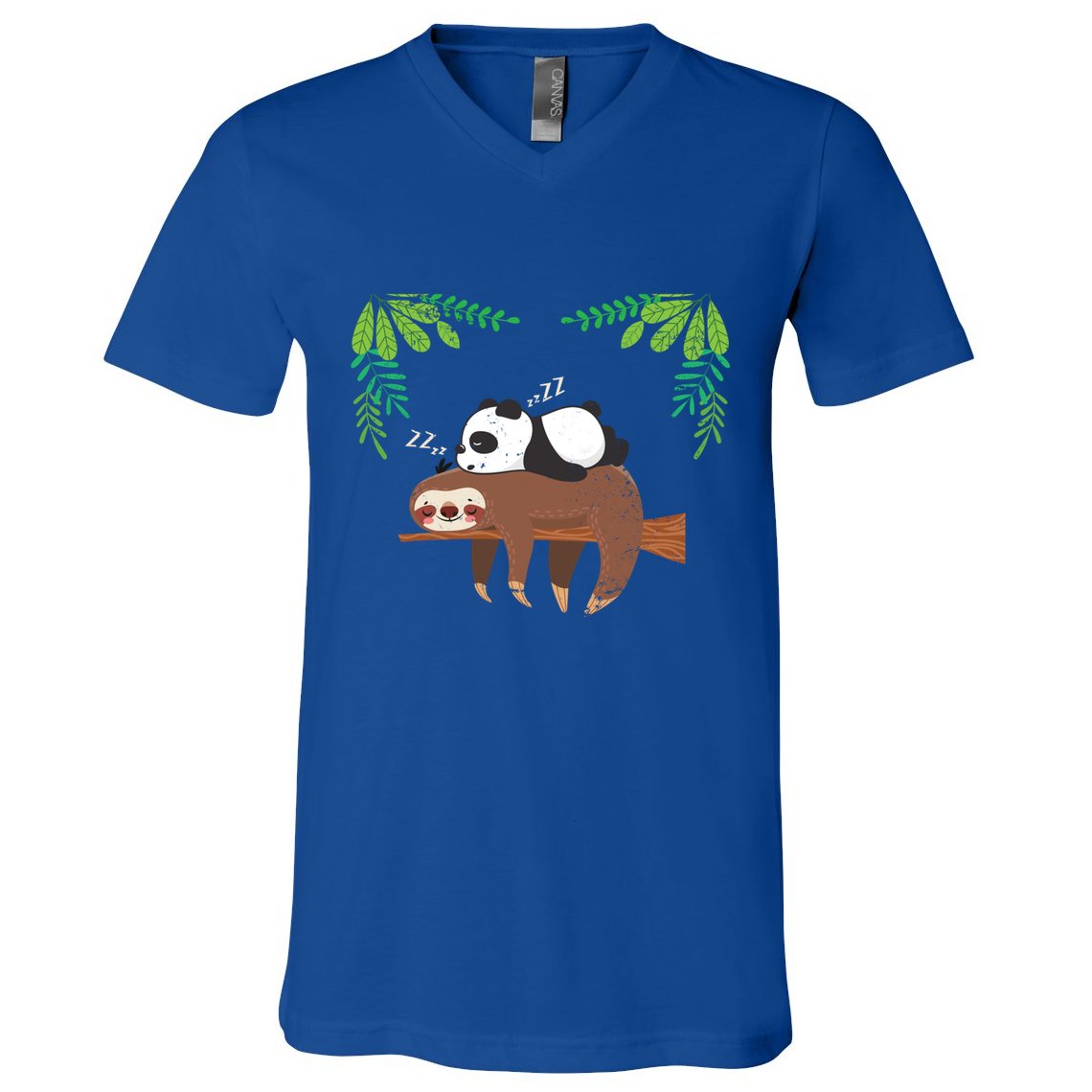 Sleeping Panda Sloth Gift V-Neck T-Shirt