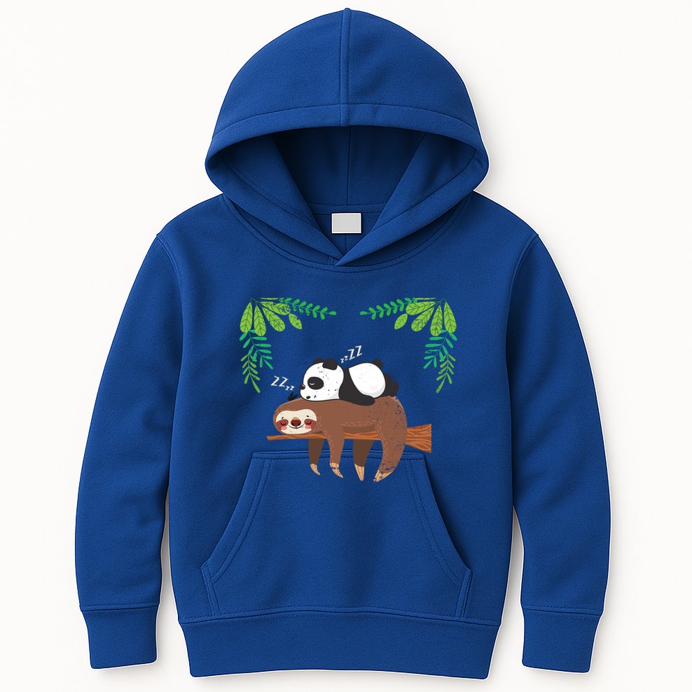 Sleeping Panda Sloth Gift Kids Hoodie