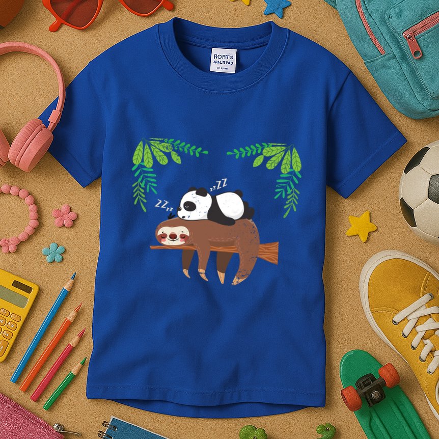 Sleeping Panda Sloth Gift Kids T-Shirt