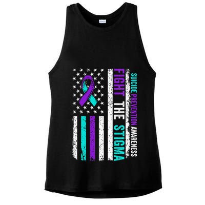 Suicide Prevention Support Fight Stigma Suicide Awareness Ladies PosiCharge Tri-Blend Wicking Tank