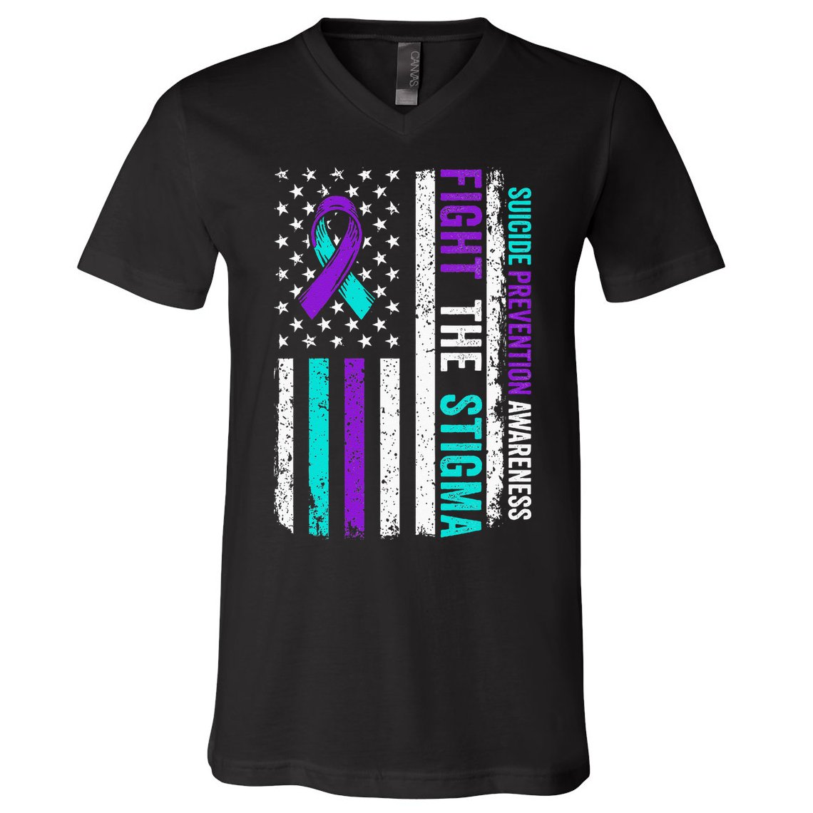 Suicide Prevention Support Fight Stigma Suicide Awareness V-Neck T-Shirt