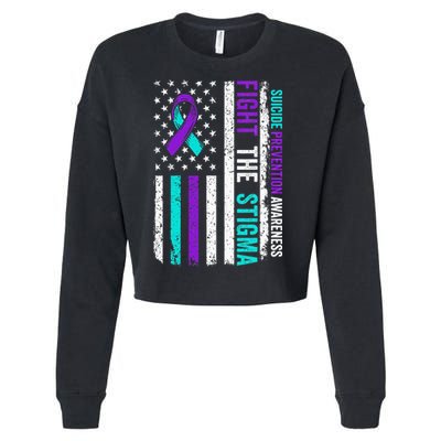 Suicide Prevention Support Fight Stigma Suicide Awareness Cropped Pullover Crew