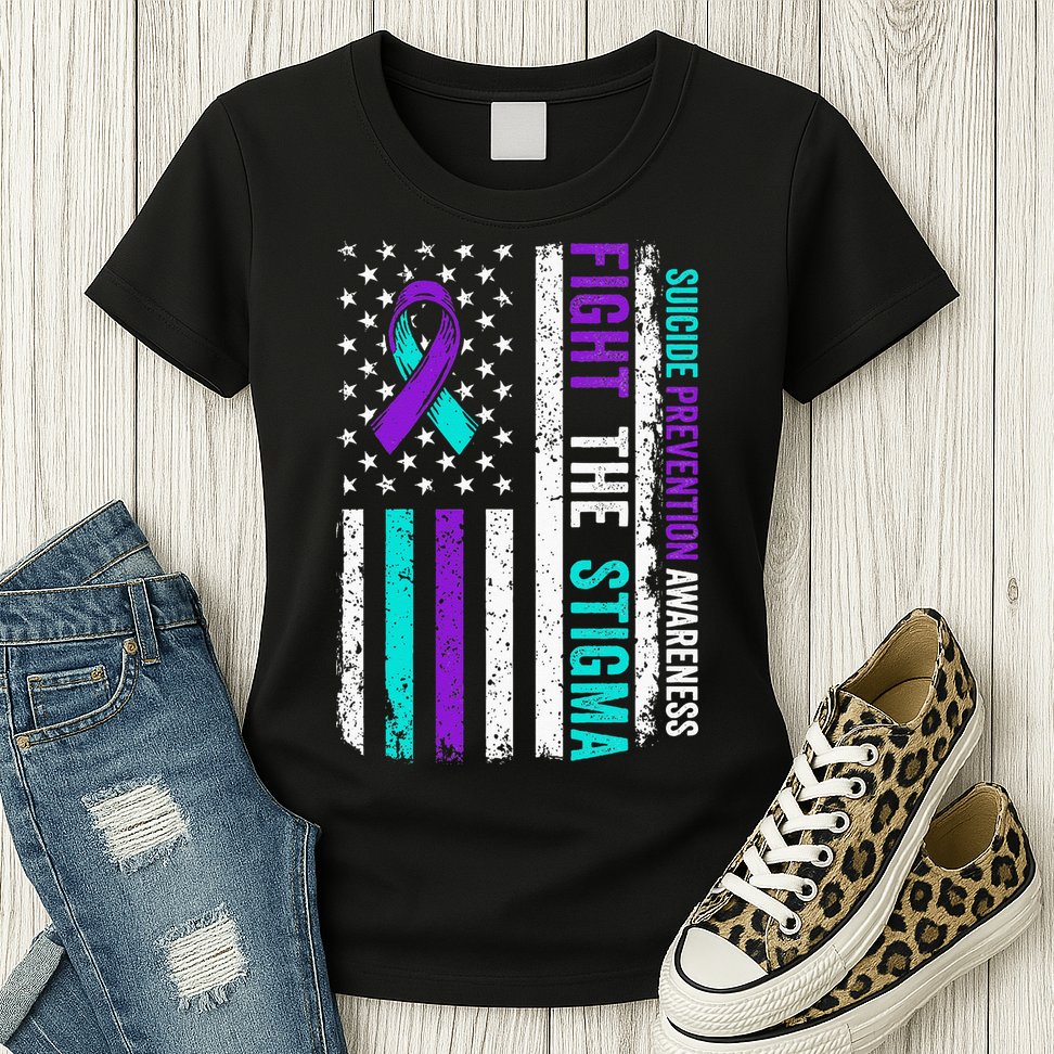 Suicide Prevention Support Fight Stigma Suicide Awareness Womens T-Shirt