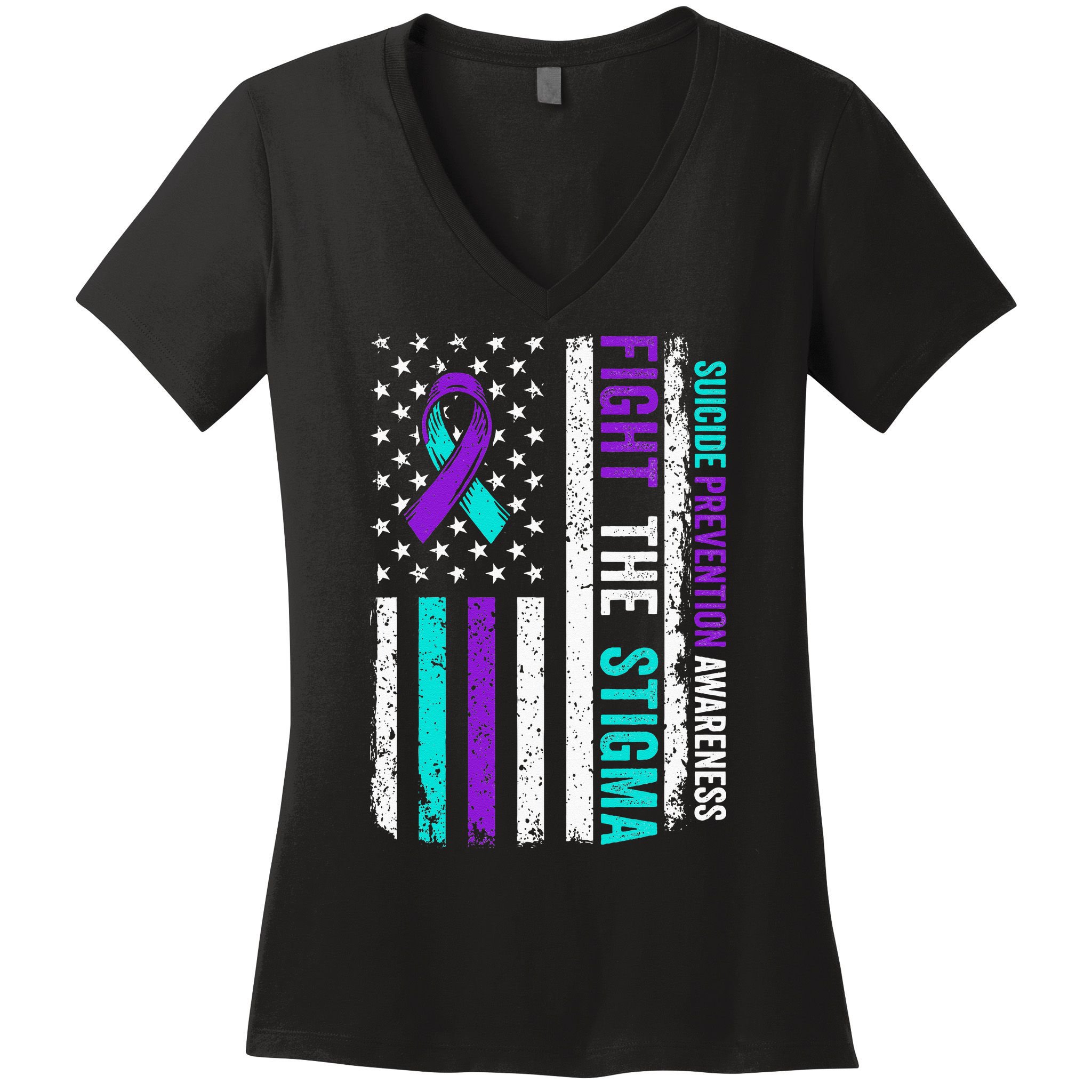 Suicide Prevention Support Fight Stigma Suicide Awareness Women's V-Neck T-Shirt