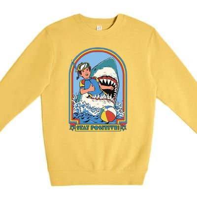 Stay Positive Shark Attack Comic Premium Crewneck Sweatshirt