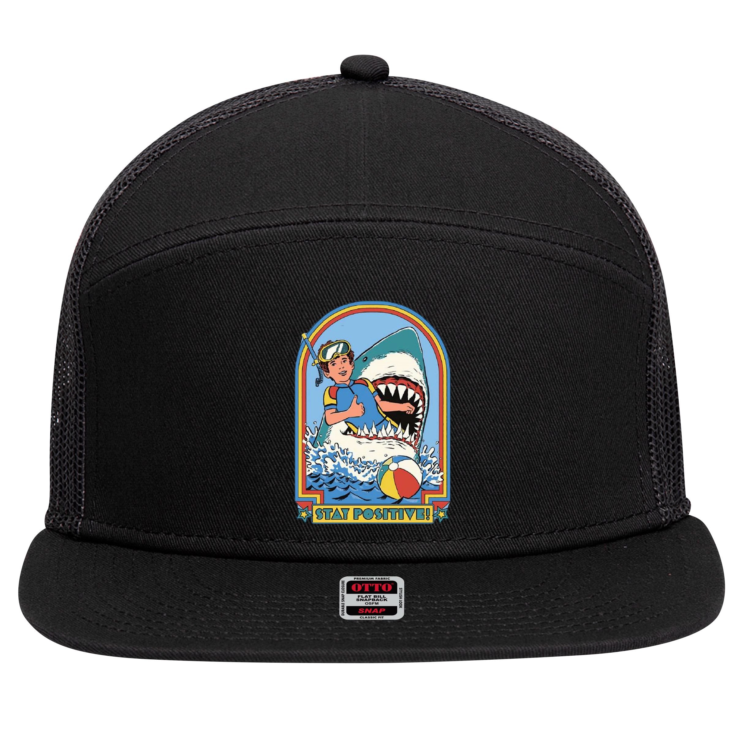Stay Positive Shark Attack Comic 7 Panel Mesh Trucker Snapback Hat