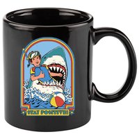 Stay Positive Shark Attack Comic 11oz C Handle Ceramic Mug