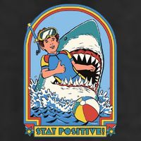 Stay Positive Shark Attack Comic 11oz C Handle Ceramic Mug
