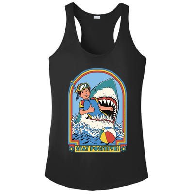 Stay Positive Shark Attack Comic Ladies PosiCharge Competitor Racerback Tank