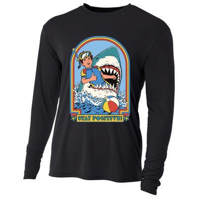 Stay Positive Shark Attack Comic Cooling Performance Long Sleeve Crew