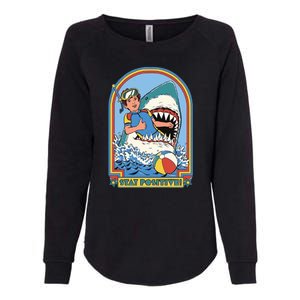 Stay Positive Shark Attack Comic Womens California Wash Sweatshirt